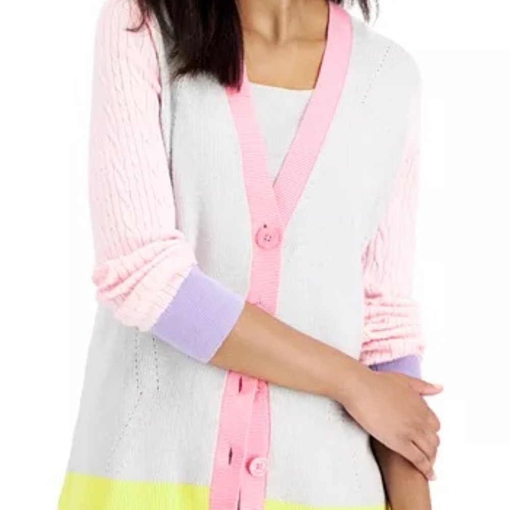 NEW Long Sleeve Colorblocked Cardigan Sweater in size S